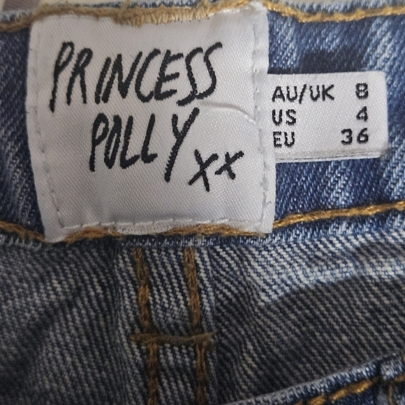 Princess Polly high rise straight leg jeans with some distressing 100%cotton - Picture 9 of 12